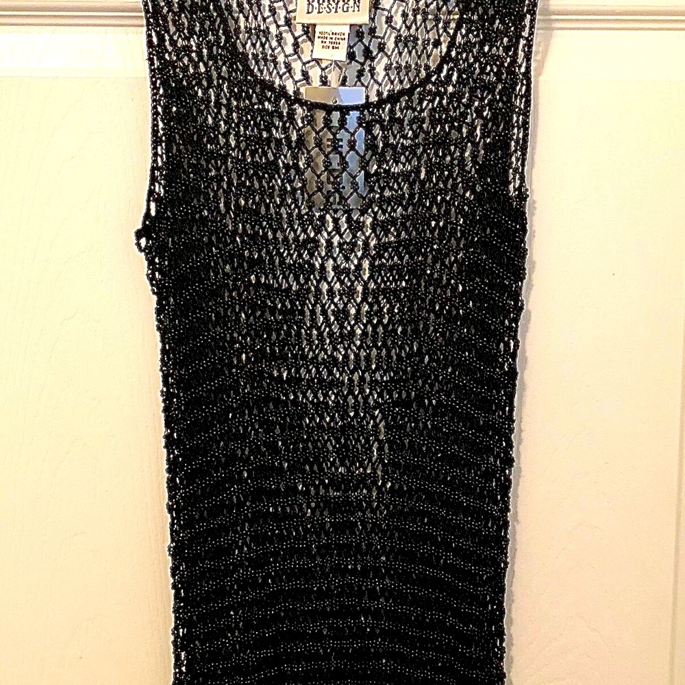 NWT Chico’s Black Beaded sleeveless tank/  camisole size SM